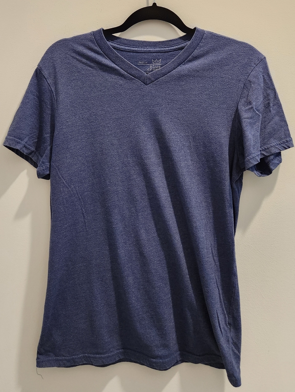 Blue V-Neck Men’s Shirt - Blue Crown Brand Size Medium